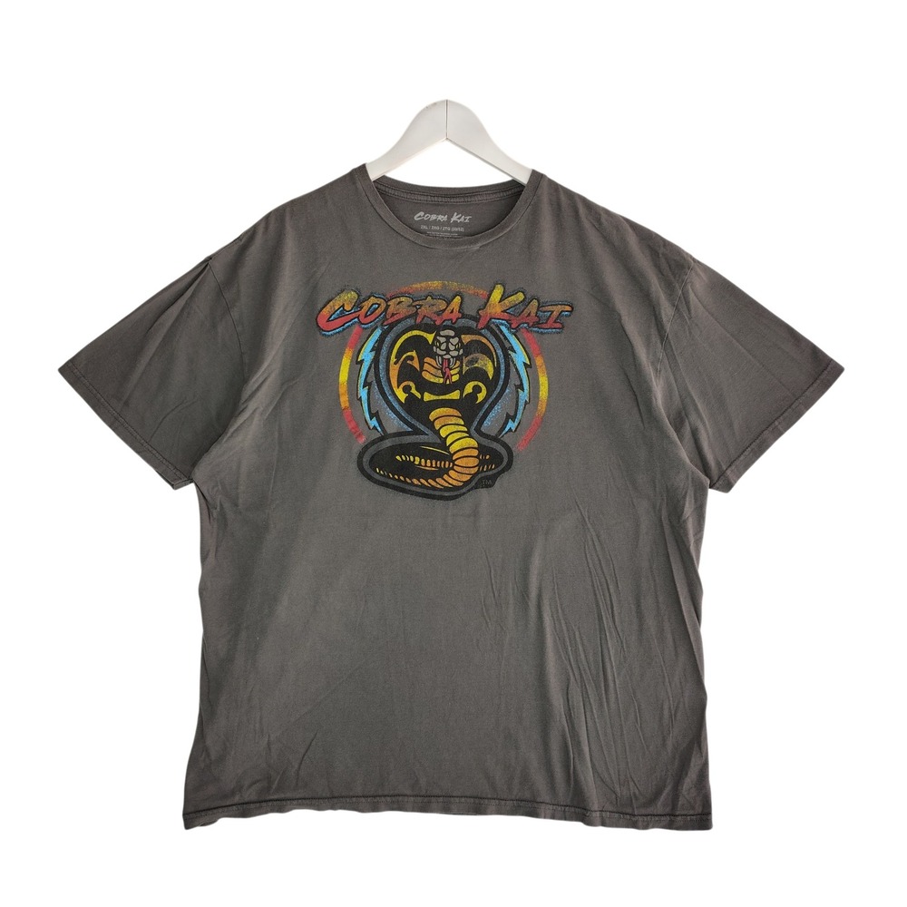 Cobra Kai Graphic T-Shirt Mens 2XL Gray Strike First Snake Karate Kid Tee